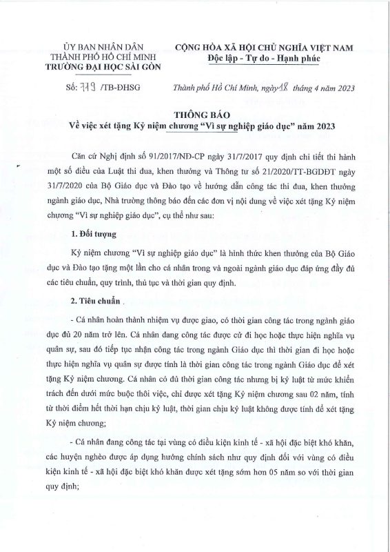 Khoa Giáo dục – Trường Đại học Sài Gòn