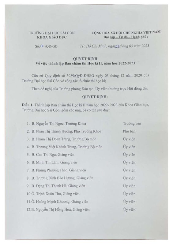 Khoa Giáo dục – Trường Đại học Sài Gòn