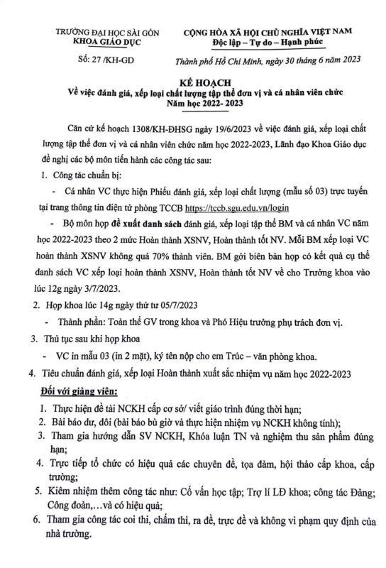 Khoa Giáo dục – Trường Đại học Sài Gòn
